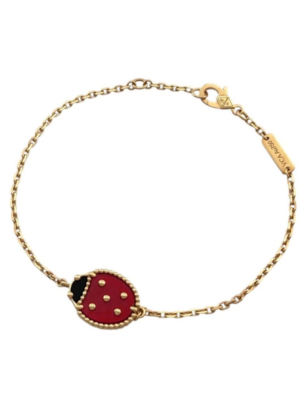 Van Cleef & Arpels Lucky Spring Closed Wing Bracelet 18k Pink Gold Carnelian
